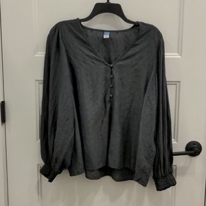 Gray Long Sleeve Blouse